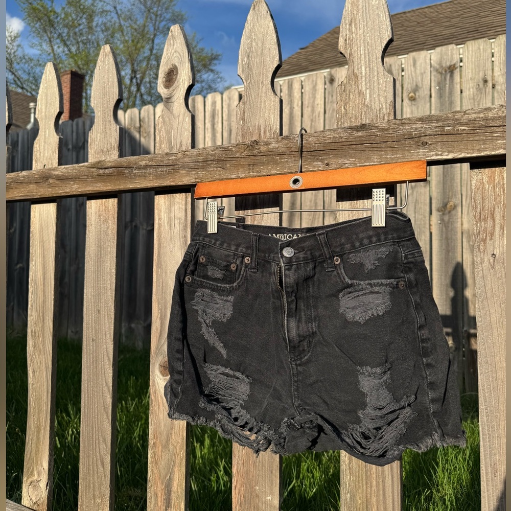 American Eagle Outfitters Black Distressed Jean Shorts